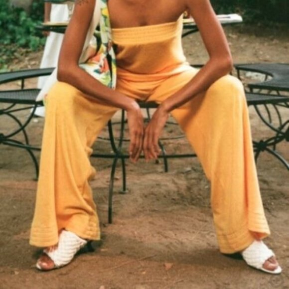 NWT SIMON MILLER GOLDEN YELLOW RETRO LOA WIDE LEG TERRY CLOTH PANTS SIZE SMALL - Picture 6 of 11